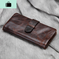 亏本热卖男做旧复古头层牛皮油蜡皮疯马皮长款皮多卡位女士钱包NEW LAKE