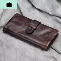 亏本热卖男做旧复古头层牛皮油蜡皮疯马皮长款皮多卡位女士钱包NEW LAKE