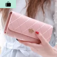 新款女士钱包女长款日韩多功能菱格皇冠搭扣皮夹钱夹大容量手机包NEW LAKE