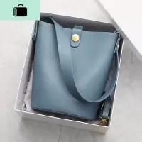 皮女包2020新款小众设计宽肩带水桶包女斜挎小包百搭ins单肩包NEW LAKE女士手提包