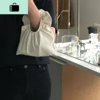 2020早春recto同款ins风褶皱荷叶边单肩帆布手拎包mini饺子包手提NEW LAKE女士手提包