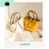 JINRAN菜篮子水桶包2020网红时尚编织单肩手提包大容量子母包女包NEW LAKE女斜挎包