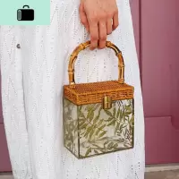 竹节包手提包女小包 亚克力透明包包竹叶手拎包复古盒子包小方包NEW LAKE 图片色