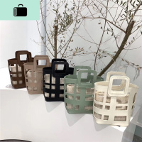 韩风chic气质时尚镂空手提包水桶包单肩斜挎包度假沙滩母包女NEW LAKE女斜挎包