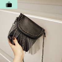 黑色包包女流苏包女斜挎包女小包小挎包链条包流苏包水桶包单肩包NEW LAKE 黑色