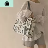帆布包包女2020新款网红休闲大容量托特包百搭ins单肩购物袋包NEW LAKE女斜挎包