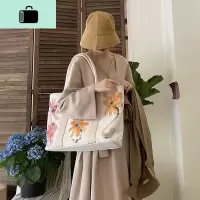 昙花云雾包女包包2020新款潮涂鸦托特包大容量单肩帆布包旅行包NEW LAKE女斜挎包