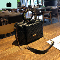 高级感洋气女包2020新款韩版百搭菱格斜挎包时尚大包大容量手提包NEW LAKE 黑色女士单肩包