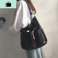 包包女大容量2020新款水桶包女斜挎包大容量百搭单肩韩版学生时尚NEW LAKE 黑色女士单肩包
