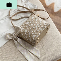 春夏仙女蕾丝包包大容量水桶手提编织女包单肩小清新休闲时尚女包NEW LAKE女士单肩包