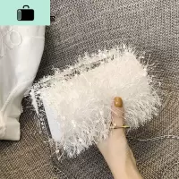 ins超火迷你水桶小包包女2020新款潮韩版秋季毛毛链条斜挎单肩包NEW LAKE女士单肩包