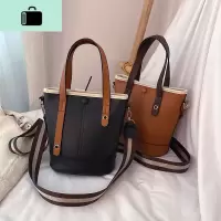 高级感包包洋气女包2020新款韩版百搭斜挎包复古时尚手提水桶包潮NEW LAKE女士单肩包