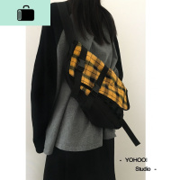 YOHOO!/原创设计ins酷帅简约纯色百搭斜挎包帆布单肩学生书包男女NEW LAKE女士单肩包