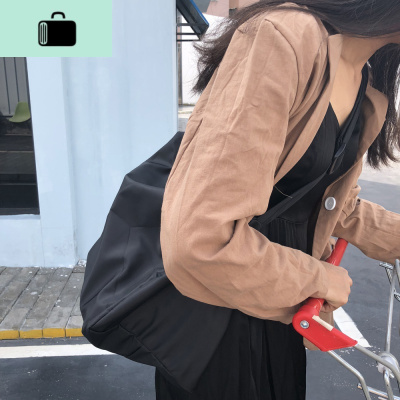 韩版百搭纯F大容量拉链旅行包单肩尼龙斜挎大包包ulzzang原宿NEW LAKE女士双肩包