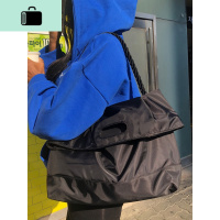 港风包单肩大包2020单肩包男女休闲尼龙港风简约大容量旅行斜挎包NEW LAKE 黑色女斜挎包