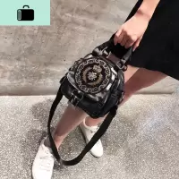 烫钻双肩包女2020新款时尚韩版三用小背包软皮超火的百搭洋气潮流NEW LAKE