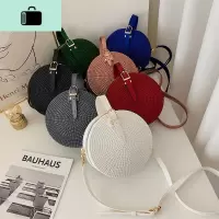 夏季2020新款网红包包女包圆形果冻包手提编织感小圆包单肩斜挎包NEW LAKE女斜挎包