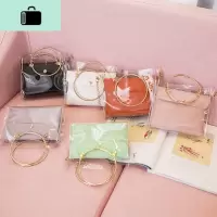 包包女2020新款夏天透明果冻包韩版链条斜挎包百搭子母手提单肩包NEW LAKE女斜挎包