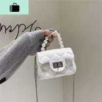 珍珠包包女小众斜挎包迷你网红手提2020春百搭果冻菱格链条包miniNEW LAKE女斜挎包