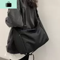 防水帆布包女斜挎包百搭ins风日系简约大容量学生上课单肩包布袋NEW LAKE 黑色