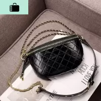 女包包2020新款网红洋气ins超火胸包菱格皮斜挎单肩百搭腰包潮NEW LAKE 黑色女斜挎包