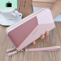 女士双层拉链手拿钱包女长款撞色拼接大容量多功能可放手机手抓包NEW LAKE