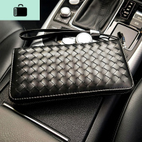 2020新款潮牌钱包男长款拉链时尚青年钱夹大容量编织软皮男士手包NEW LAKE