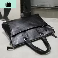 男质公文包男士包商务手提包单肩包斜挎休闲包韩版潮牌电脑包NEW LAKE 黑色[收藏就送礼品]男士手提包