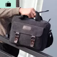 男包商务旅行包百搭男斜挎包复古轻便帆布男士手提包简约单肩包男NEW LAKE