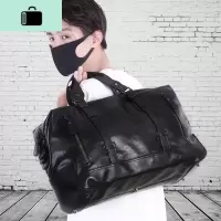 新款旅行包男士手提包大容量短途出差行李包潮皮斜挎健身包旅游包NEW LAKE 黑色+15天退换+质量三包+运费险 大