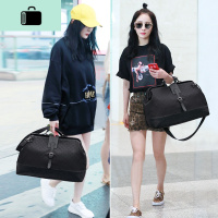 短途旅行包女手提韩版大容量行李包女单肩时尚健身包女男旅游大包NEW LAKE 黑色大号长50cm高33cm宽22 大