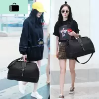 短途旅行包女手提韩版大容量行李包女单肩时尚健身包女男旅游大包NEW LAKE 黑色大号长50cm高33cm宽22 大