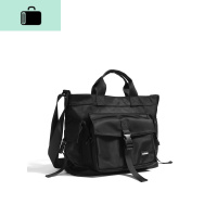 斜挎包街头挎包时尚工装单肩包男大学生手提包女潮牌包包NEW LAKE 黑色男士手提包