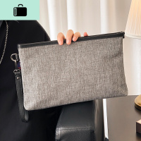 文艺灰色韩版男士手抓包潮流帆布手拿包商务休闲文件包IPAD包男包NEW LAKE 气质灰男士手拿包