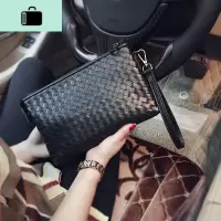 潮流新款韩版男士时尚手包手工编织潮男包女信封手拿包手抓包小包NEW LAKE 黑色男士手拿包