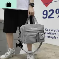 港风斜挎包男大容量工装机能单肩包日系百搭帆布挎包学生背包手提NEW LAKE男士单肩包