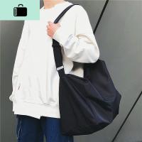 男士单肩包男慵懒风帆布包女防水牛津布大容量简约日系斜挎包休闲NEW LAKE 黑色收藏送小礼品