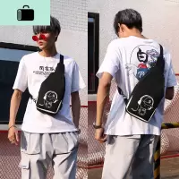 韩版男包胸包男士腰包潮流单肩斜挎包男潮牌帆布运动休闲包挎包包NEW LAKE腰包男