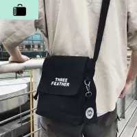 斜挎包男ins潮日系原宿风简约港风潮牌学生休闲帆布单肩小挎包女NEW LAKE