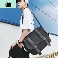 青年单肩包韩版男士斜跨旅行休闲街头斜挎包学生书包男包包帆布包NEW LAKE男士斜挎包