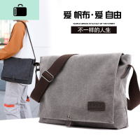 街头斜背包复古帆布男士潮流斜挎包休闲单肩包简约横款邮差包男包NEW LAKE男士斜挎包