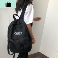 新款日韩版休闲简约帆布双肩包男女大学生校园背包古着感少女书包NEW LAKE 黑色防水尼龙收藏送