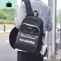 男士翻盖休闲包文艺风电脑背包学生帆布书包双肩包时尚潮流旅行包NEW LAKE Q56黑色