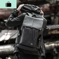 韩版帆布男包休闲双肩包潮流男士背包旅行包学院风高中学生书包男NEW LAKE 酷黑色-0282尼龙款