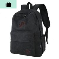2020新款帆布双肩包休闲旅行背包男士运动韩版潮流大高中学生书包NEW LAKE 黑色