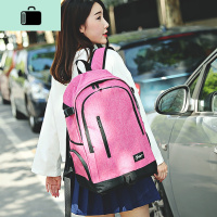 2020新款韩版双肩包女帆布中学生书包男校园小清新背包休闲旅行包NEW LAKE 雪花玫红