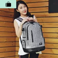 2020新款韩版双肩包女帆布中学生书包男校园小清新背包休闲旅行包NEW LAKE 雪花灰