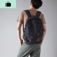 双肩包帆布男女厚实休闲电脑双肩背包男士旅行包男女复古百搭书包NEW LAKE 黑色