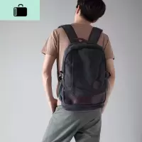 双肩包帆布男女厚实休闲电脑双肩背包男士旅行包男女复古百搭书包NEW LAKE 黑色