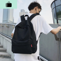 帆布背包男时尚潮流初高中大学生书包女大容量简约休闲旅行双肩包NEW LAKE 黑色